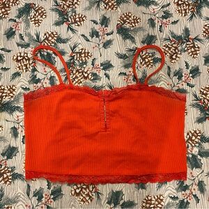 Forever 21 Lace-Trim, Red Mini Crop Top